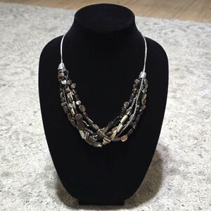✨️4/$20 Multi Strand Natural Shell & Glass Beads Silver Chain Necklace